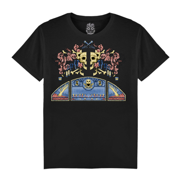 COLOURED SKULL PHONE BLACK T-SHIRT